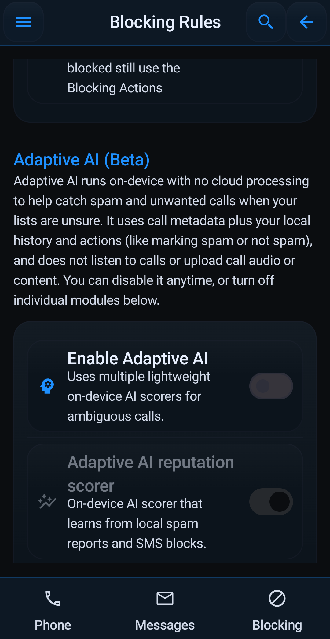 Block Guard Android blocking controls for unknown numbers, spam calls, and trusted contacts